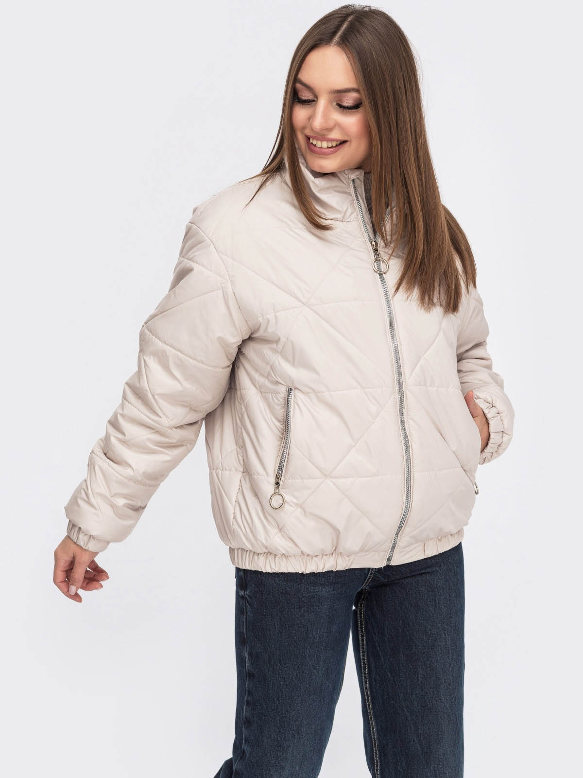 Куртка демісезонна коротка світло-бежева | 60529 Куртка демісезонна коротка світло-бежева | 60529