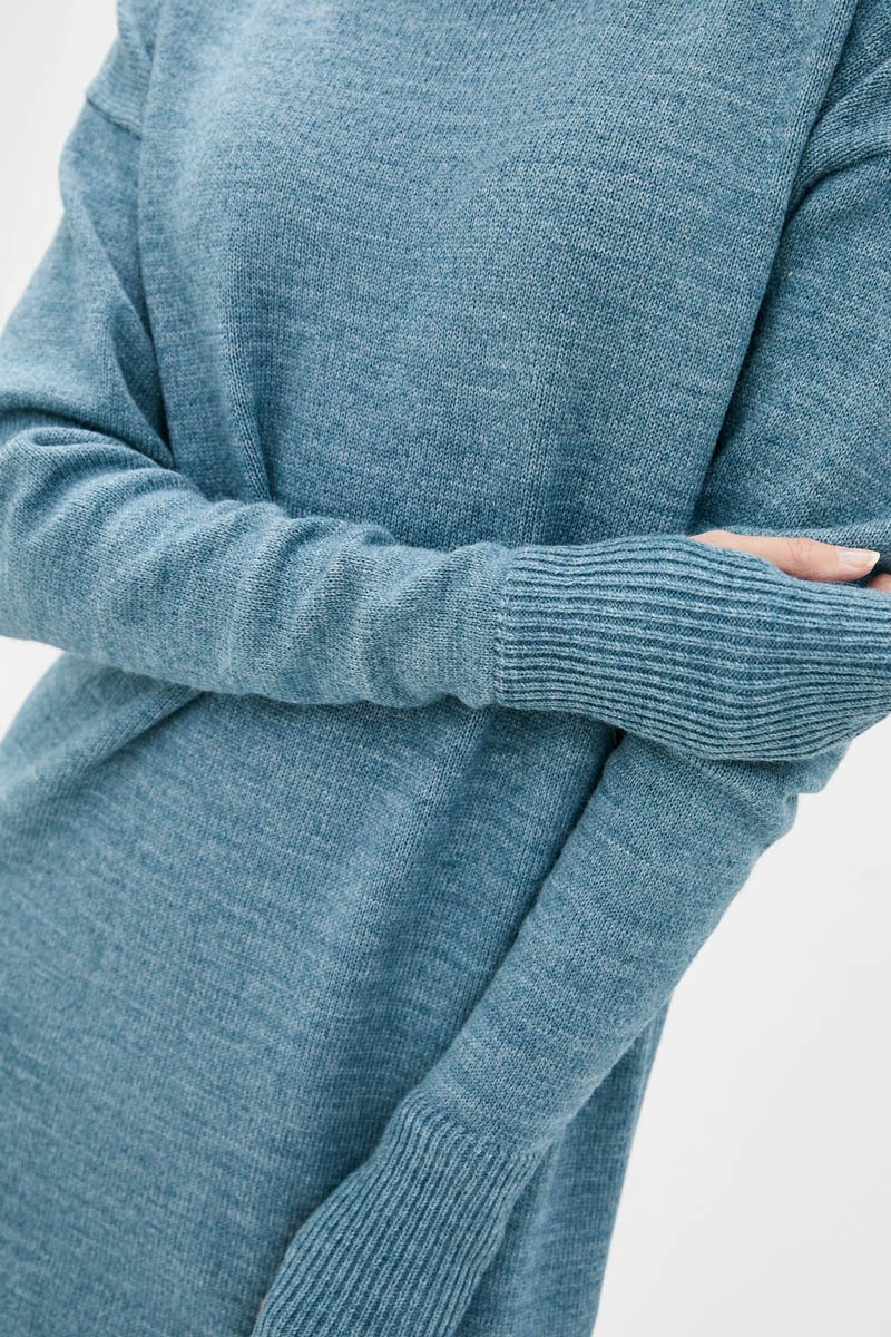 Сукня сіро-блакитна з коміром-хомутом | 61481 Сукня сіро-блакитна з коміром-хомутом | 61481