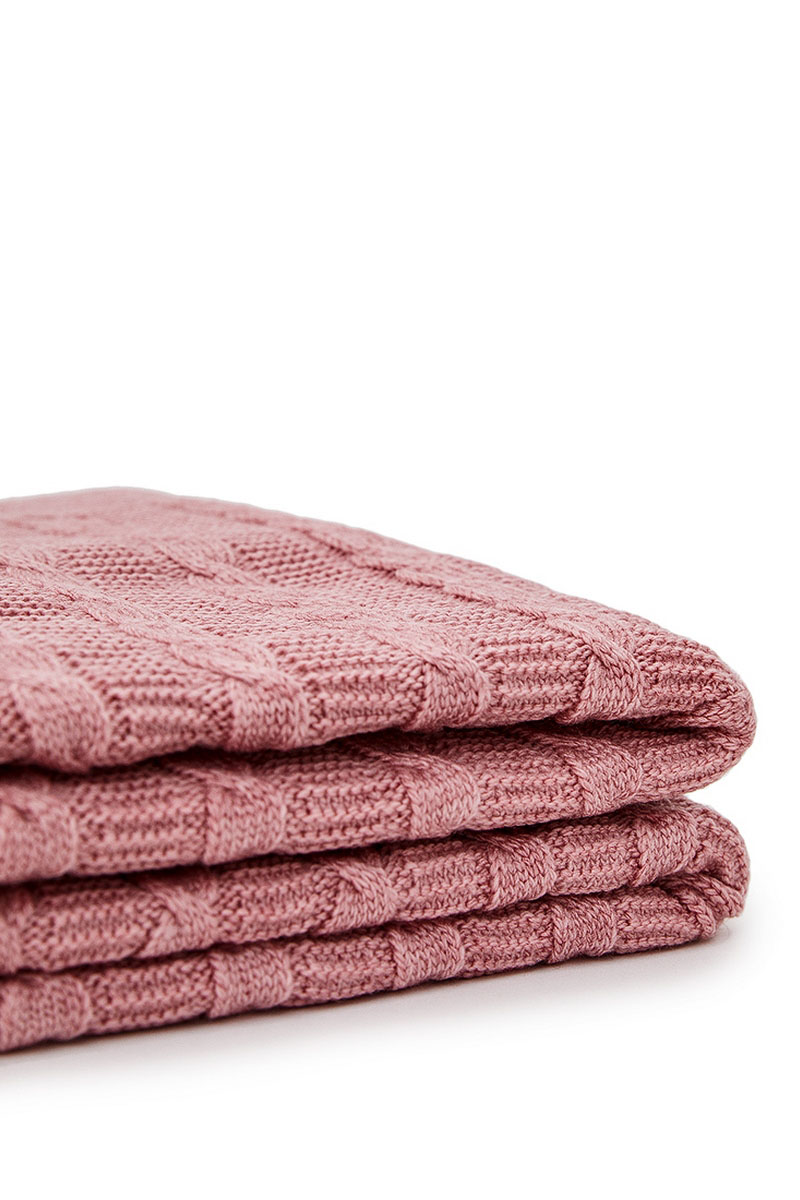 В'язаний плед двосторонній рожевий | 61470 В'язаний плед двосторонній рожевий | 61470