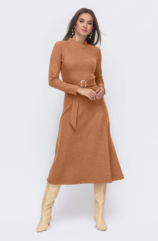 Трикотажна сукня коричнева | 61620