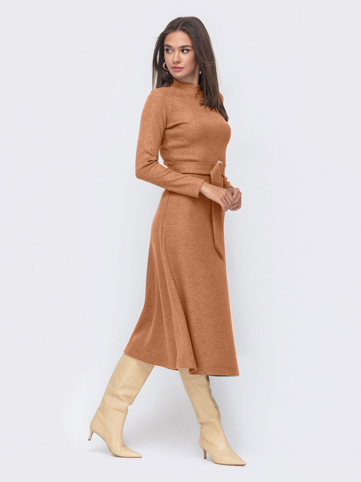 Трикотажна сукня коричнева | 61620