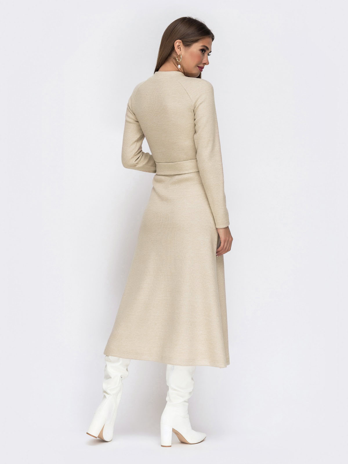 Трикотажна сукня світло-бежева | 61605