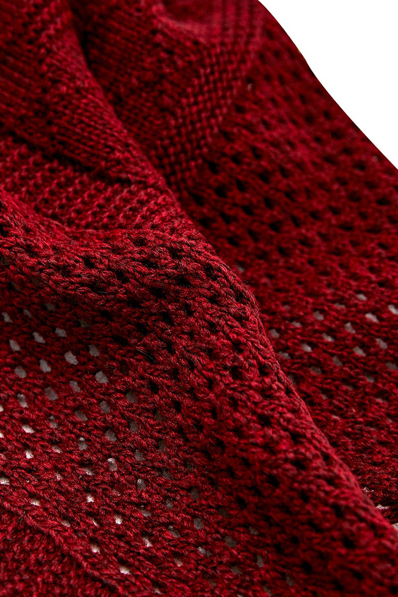 В'язаний плед бордовий | 61441 В'язаний плед бордовий | 61441