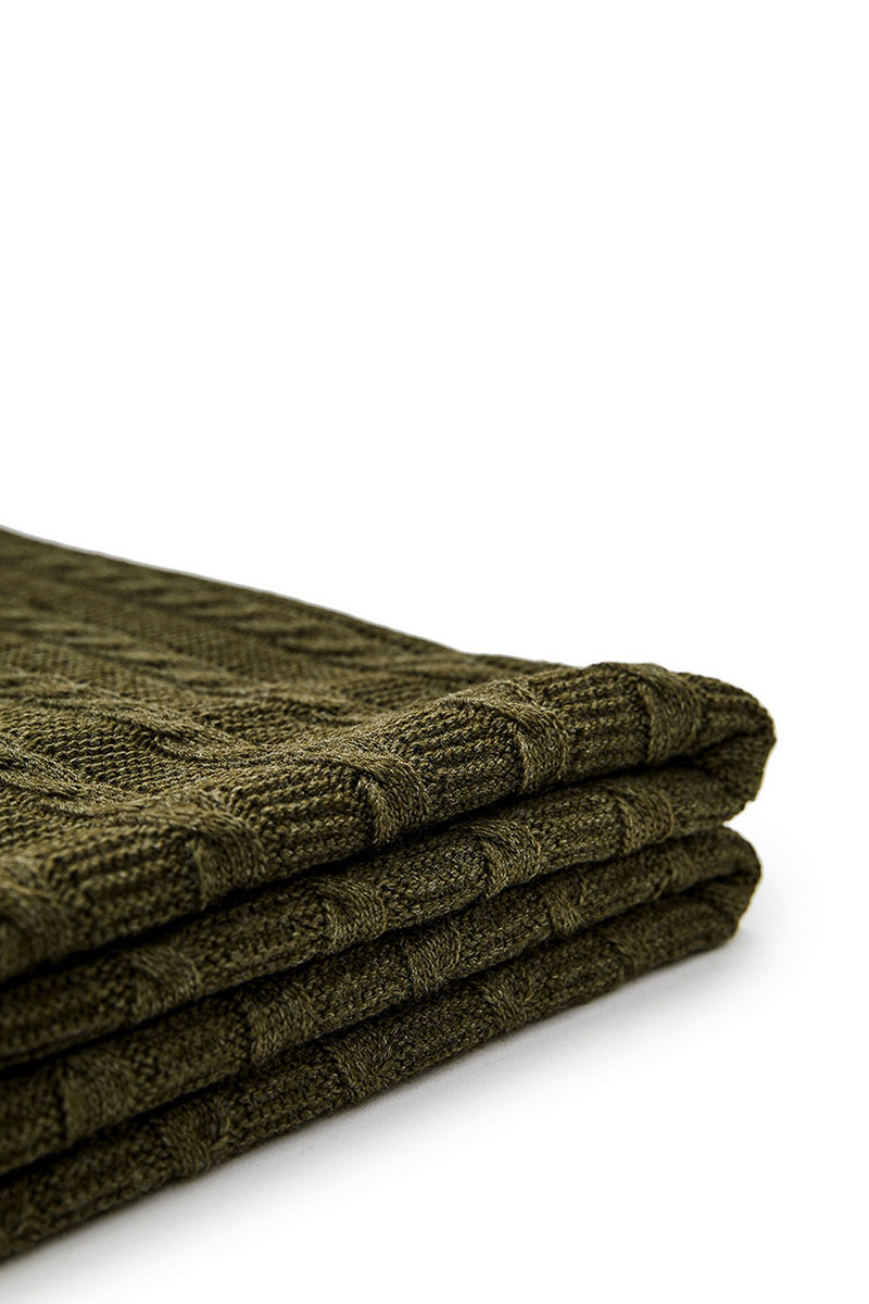 В'язаний плед двосторонній хакі 180х130 | 61512 3