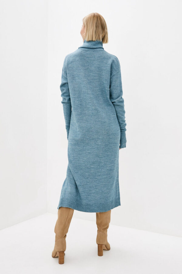 Сукня сіро-блакитна з коміром-хомутом | 61481