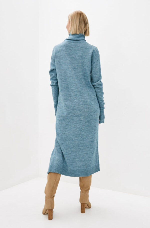 Сукня сіро-блакитна з коміром-хомутом | 61481