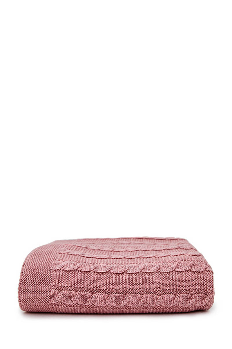 В'язаний плед двосторонній рожевий | 61470 В'язаний плед двосторонній рожевий | 61470