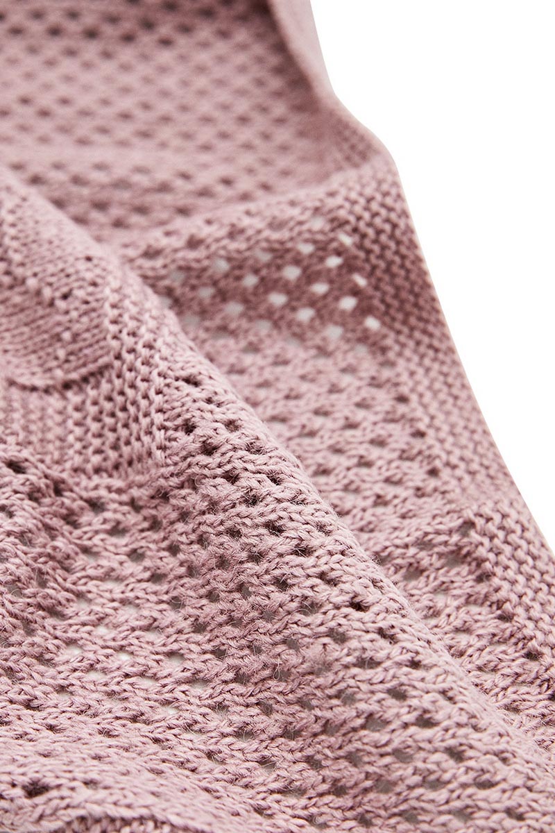 В'язаний плед пудровий | 61460 В'язаний плед пудровий | 61460