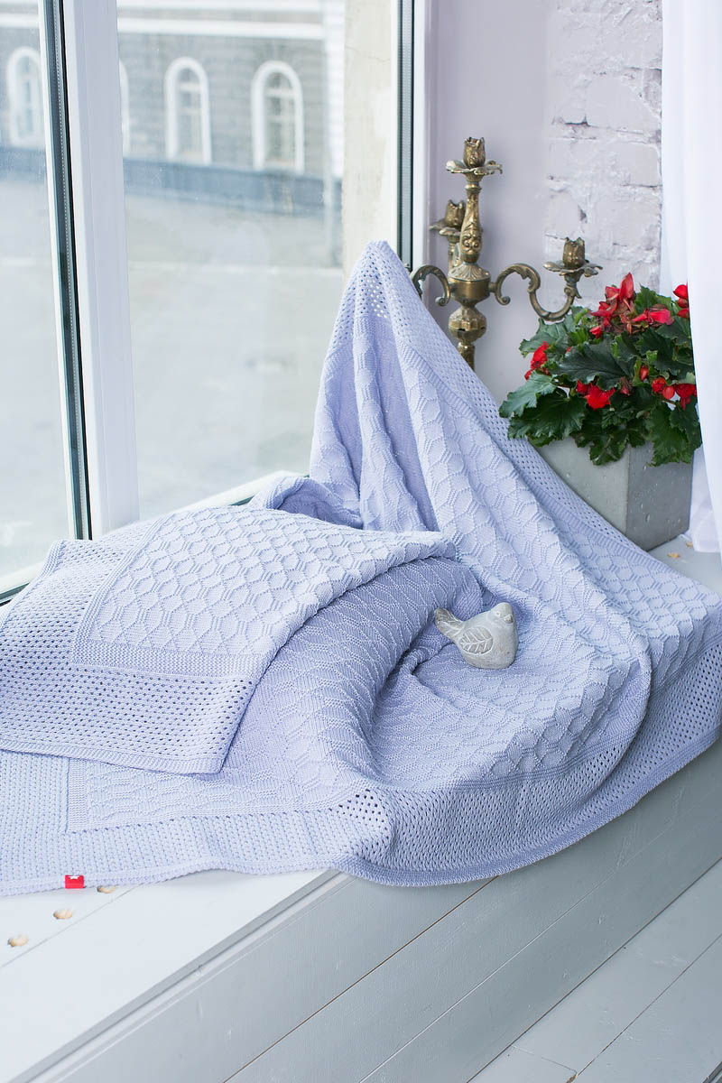 В'язаний плед світло-сірий | 61449