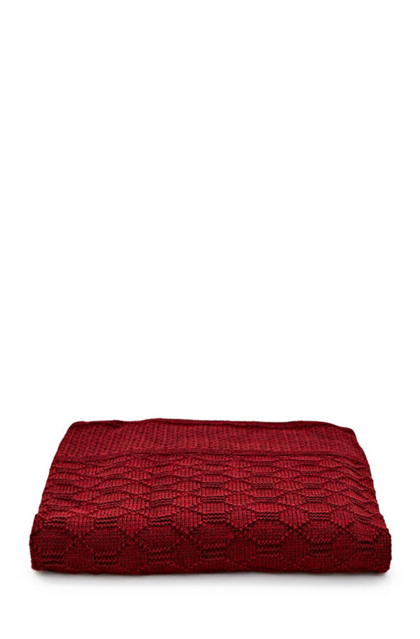 В'язаний плед бордовий | 61441