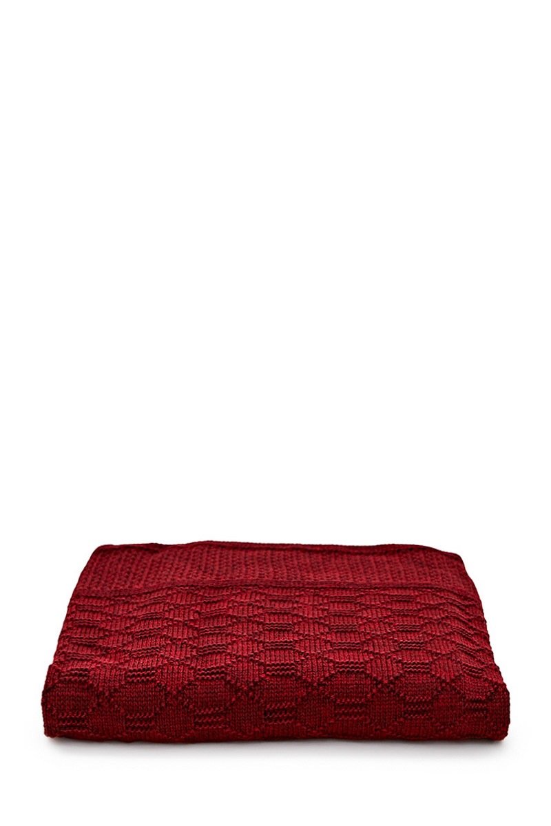 В'язаний плед бордовий | 61441 В'язаний плед бордовий | 61441