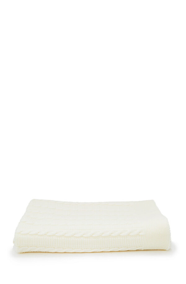 В'язаний білий плед двосторонній | 61517