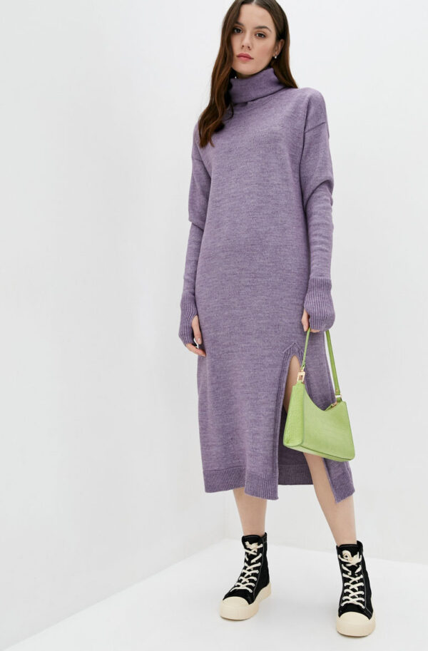 Сукня бузкова з коміром-хомутом | 61489