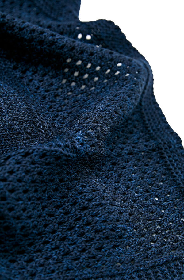 В'язаний плед темно-синій | 61465