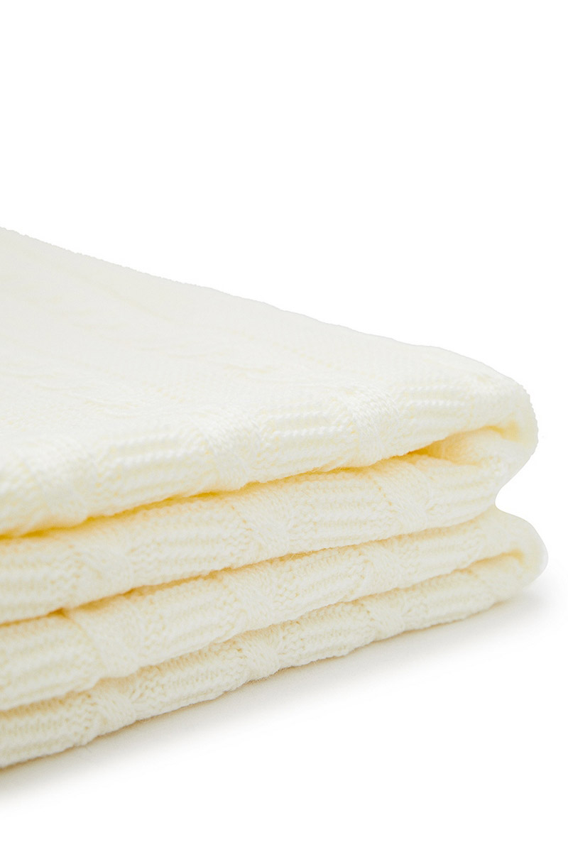 В'язаний білий плед двосторонній | 61517