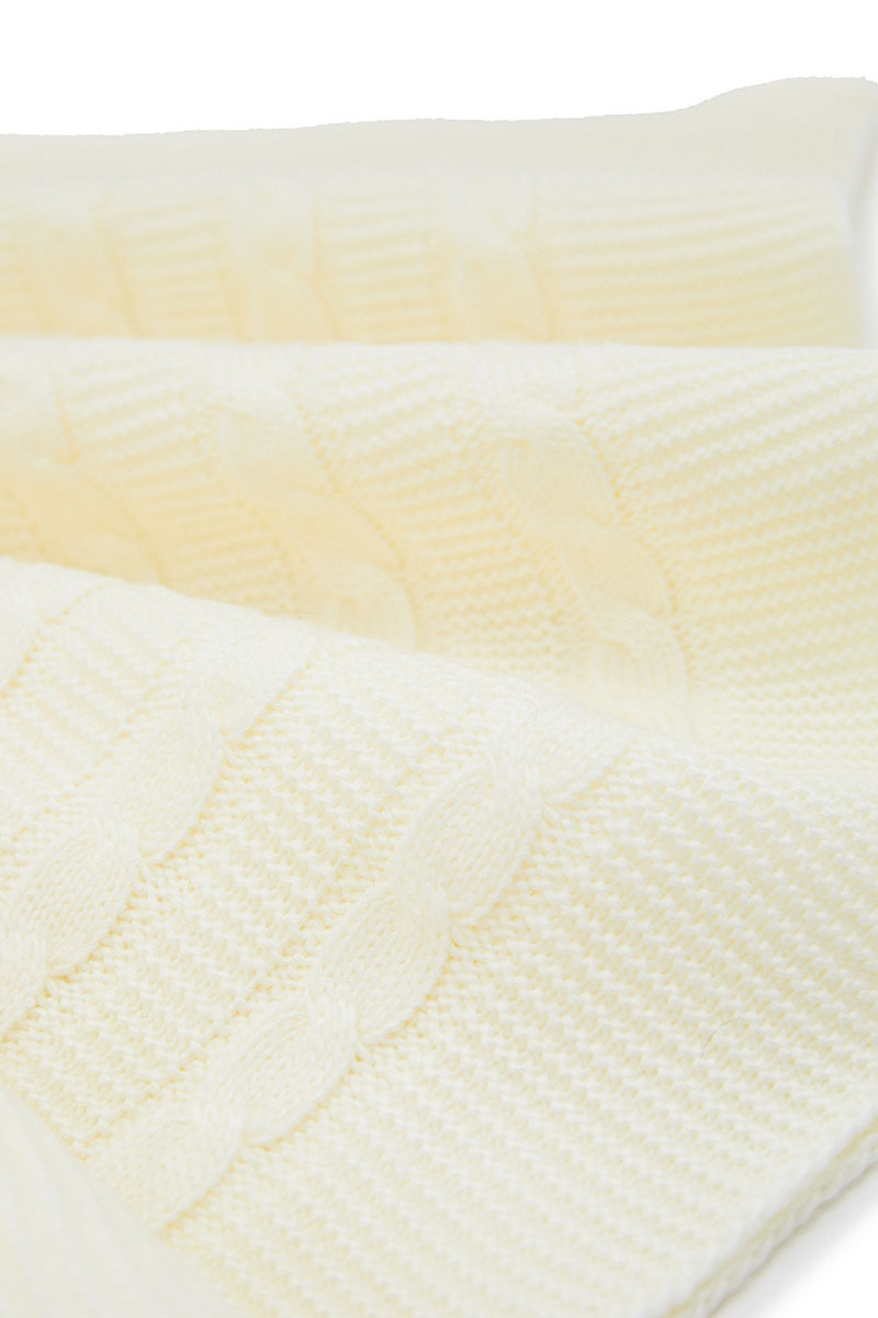 В'язаний білий плед двосторонній | 61517