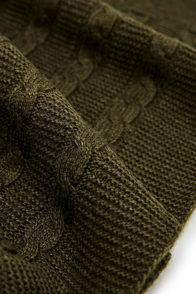 В'язаний плед двосторонній хакі 180х130 | 61512 2