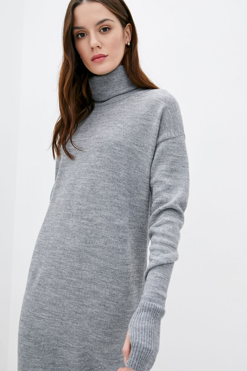 Сукня з коміром-хомутом сіра | 63064