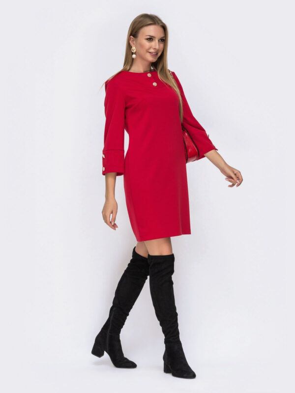 Лаконічна сукня міні червона | 63565