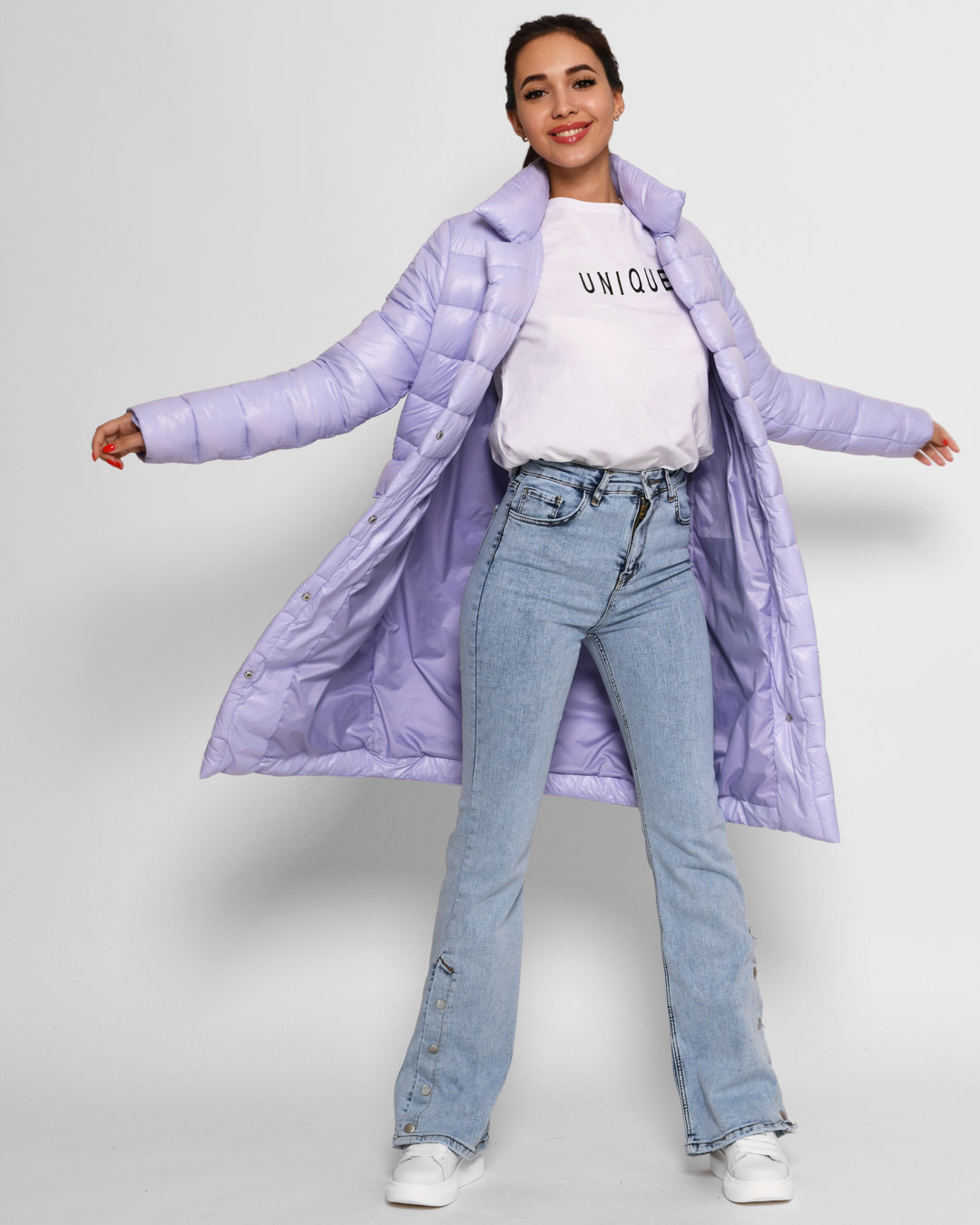 Демісезонна куртка-пальто бузкова | 64282