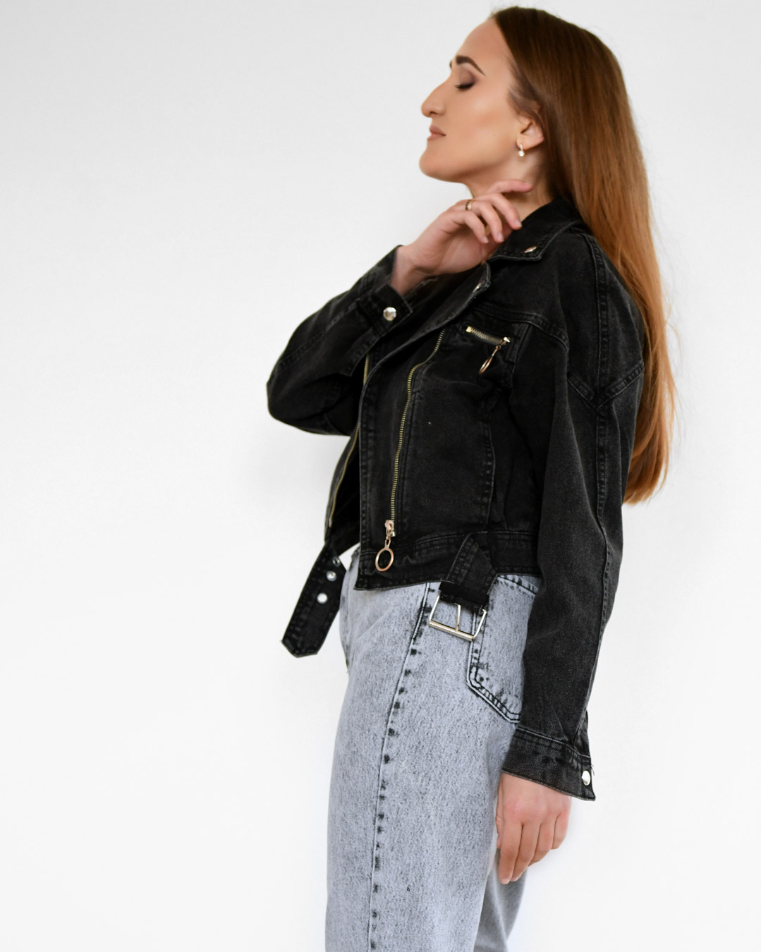 Джинсова куртка косуха графіт | 64108