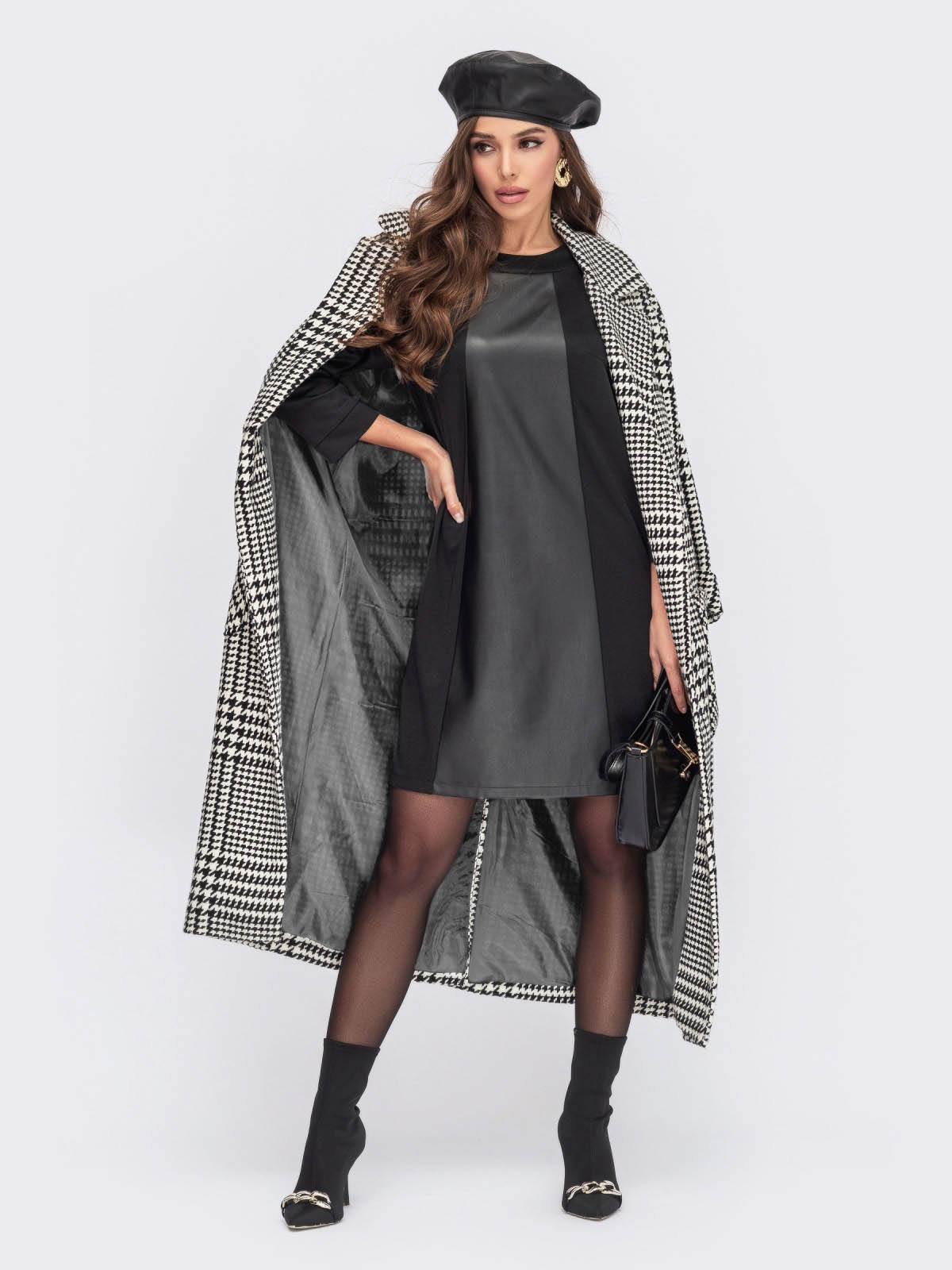 Трикотажне чорне плаття-трапеція | 64058