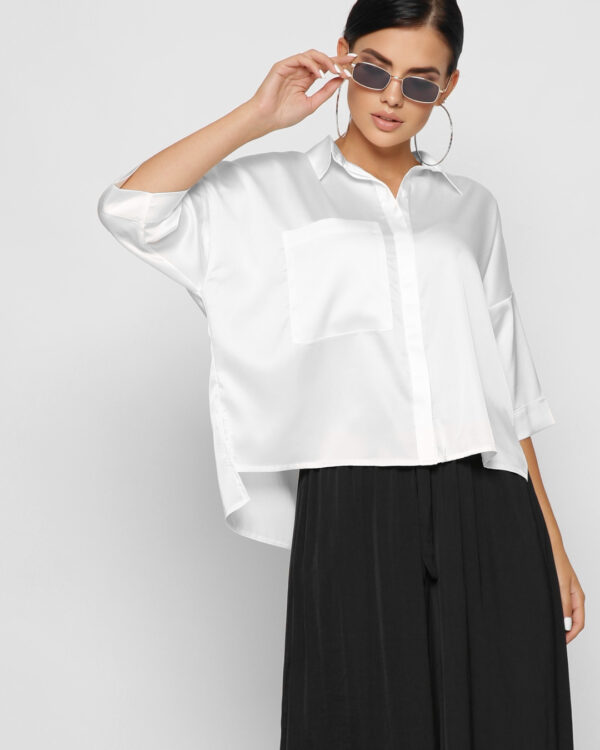Витончена шовкова блуза біла | 63844 5