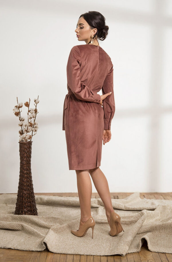 Стильна вельветова сукня теракотова | 64016