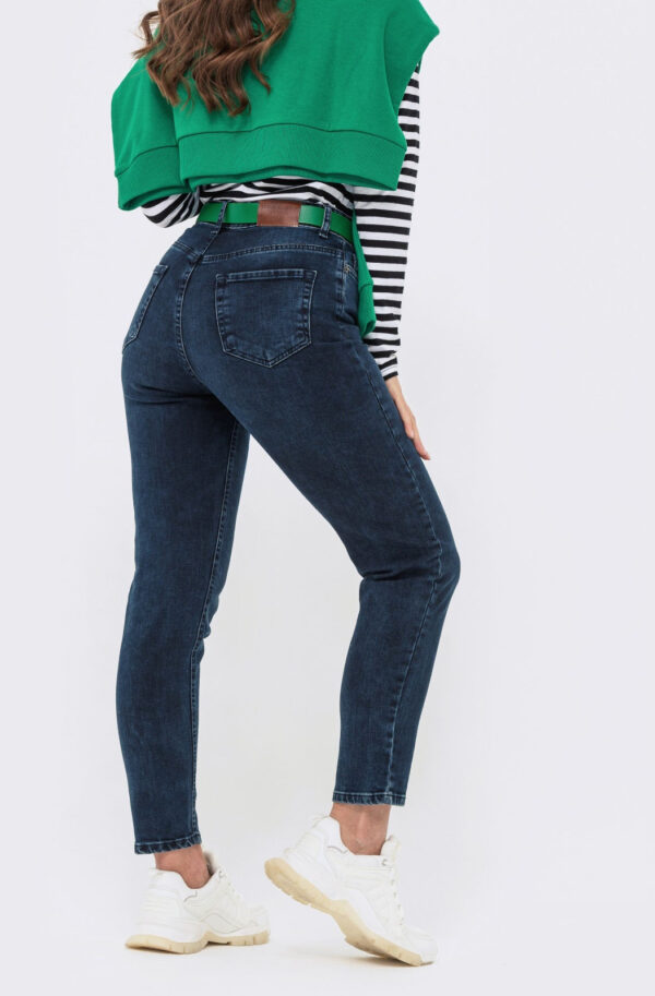 Укорочені джинси-мом сині | 64299