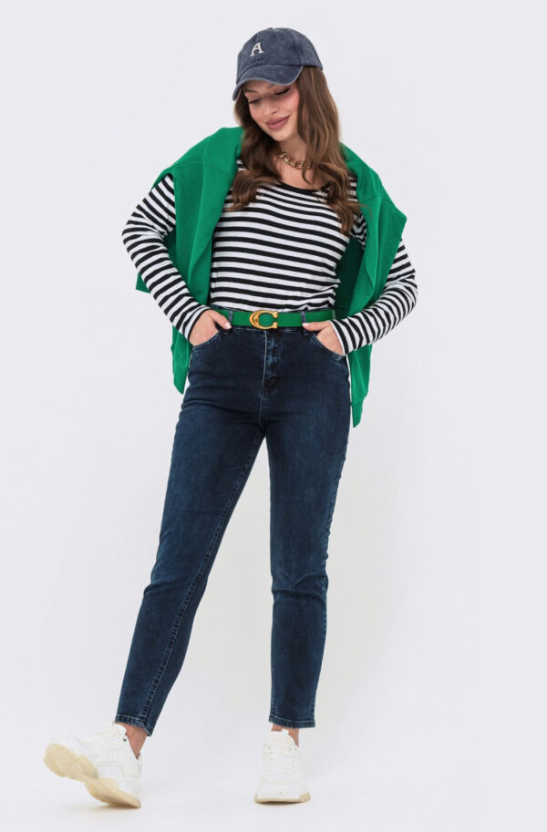 Укорочені джинси-мом сині | 64299