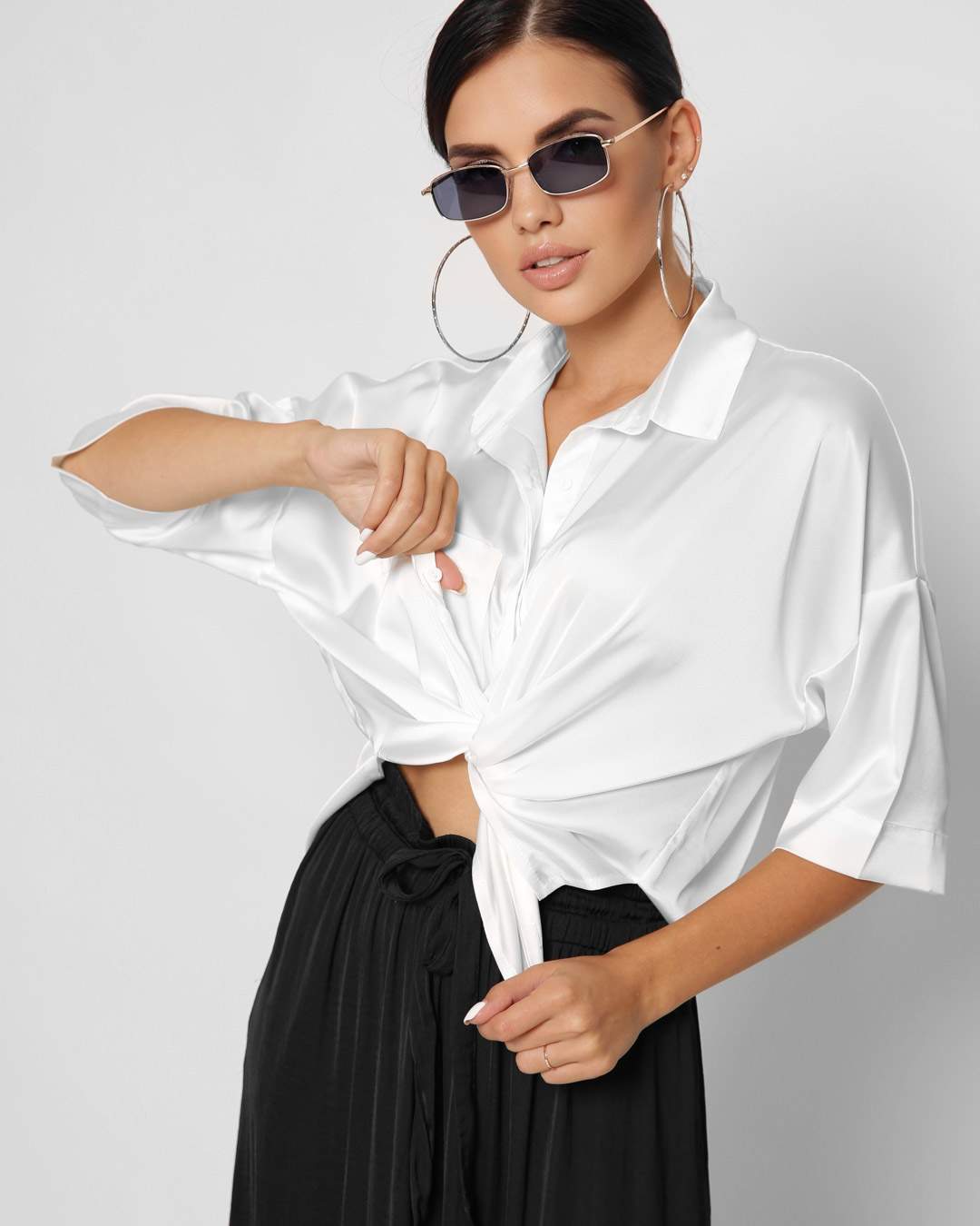 5e523e8aa7 Витончена шовкова блуза біла | 63844 6
