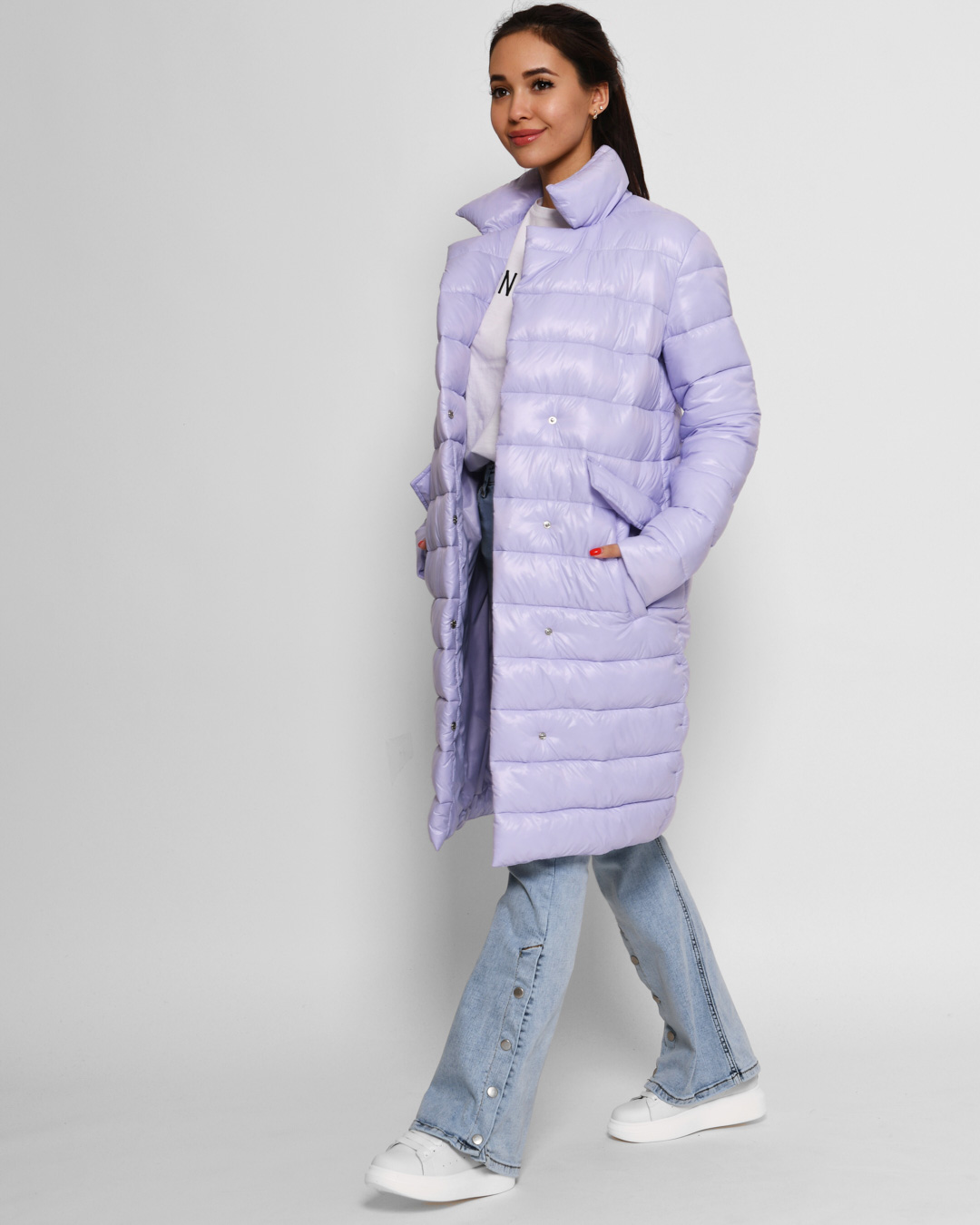 Демісезонна куртка-пальто бузкова | 64282