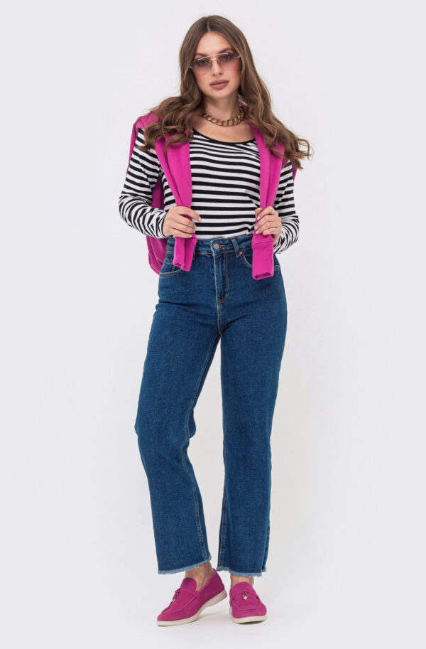 Укорочені джинси-труби темно-сині | 64341