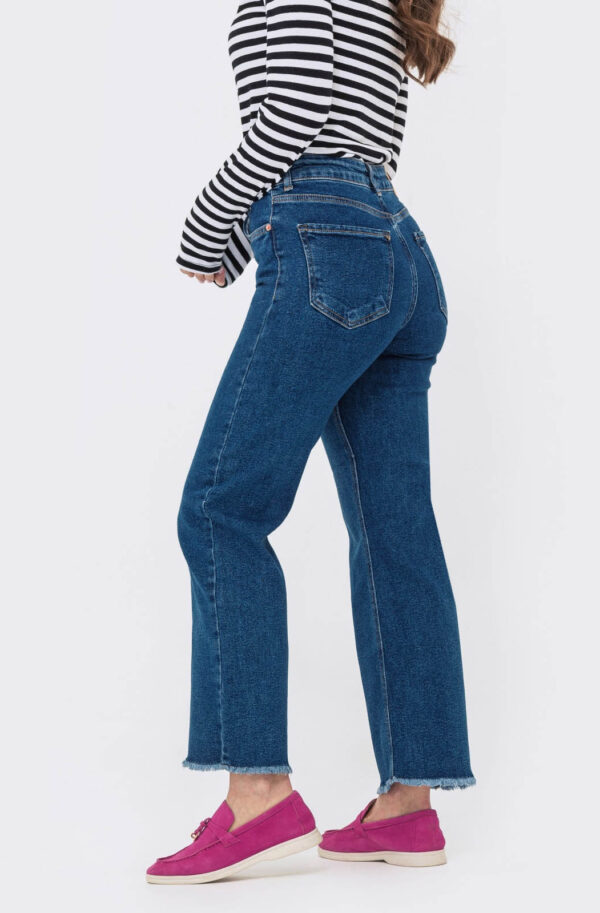 Укорочені джинси-труби темно-сині | 64341