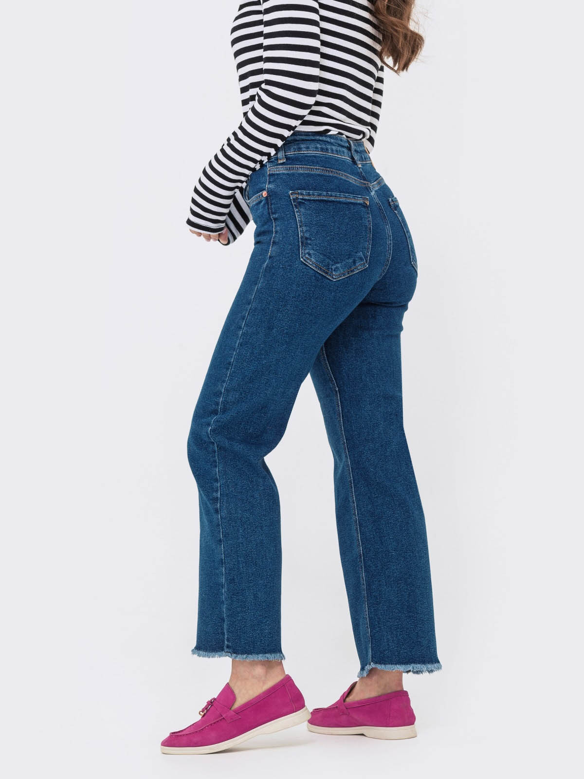 Укорочені джинси-труби темно-сині | 64341 Укорочені джинси-труби темно-сині | 64341