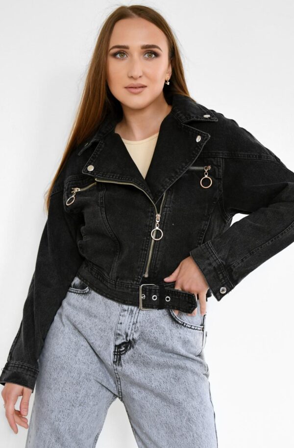 Джинсова куртка косуха графіт | 64108