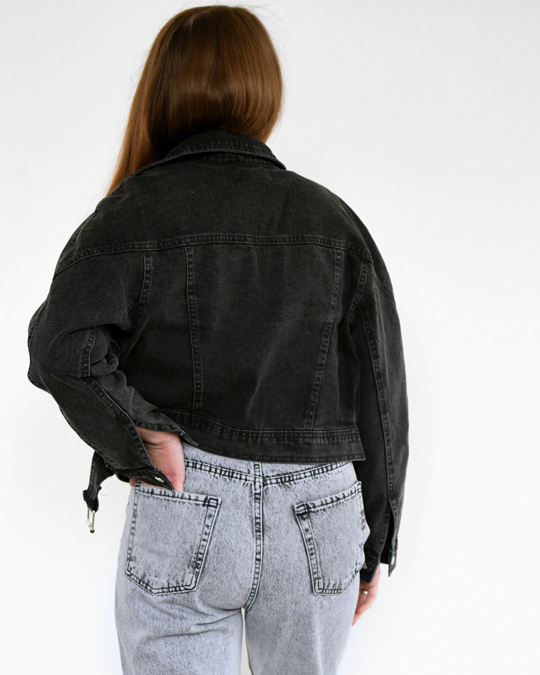 Джинсова куртка косуха графіт | 64108