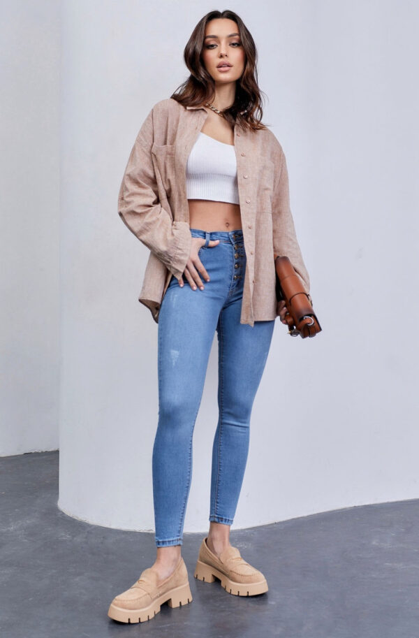 Джинси-скінні блакитні із потертостями | 63995