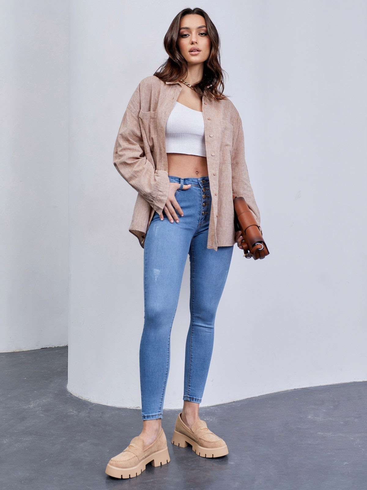 Джинси-скінні блакитні із потертостями | 63995 Джинси-скінні блакитні із потертостями | 63995