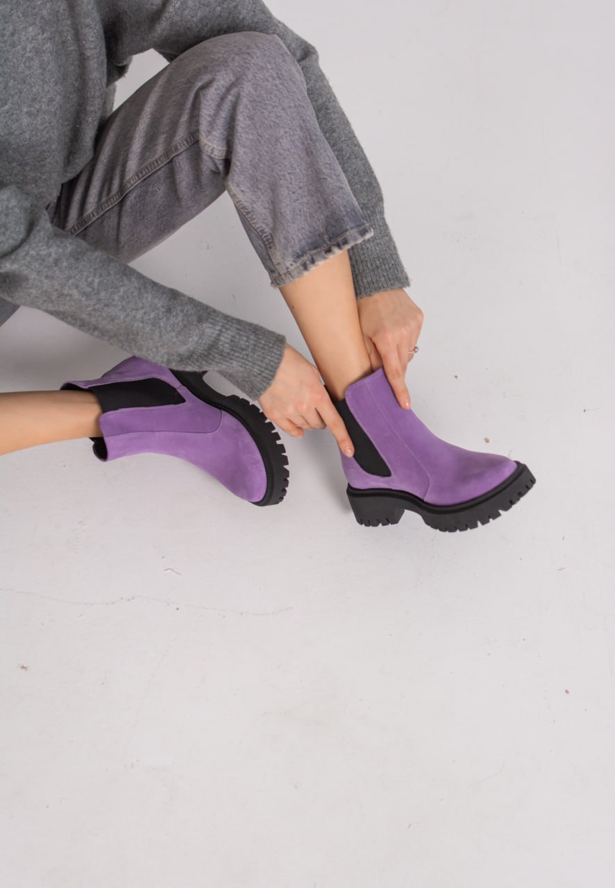 Челсі замшеві бузкові демісезонні | 63660 Челсі замшеві бузкові демісезонні | 63660