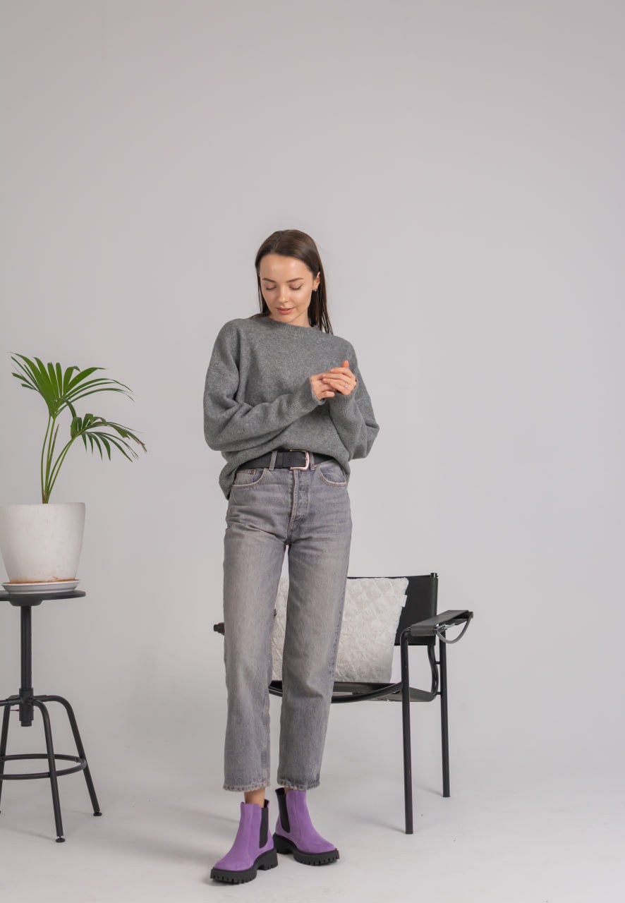 Челсі замшеві бузкові демісезонні | 63660 Челсі замшеві бузкові демісезонні | 63660