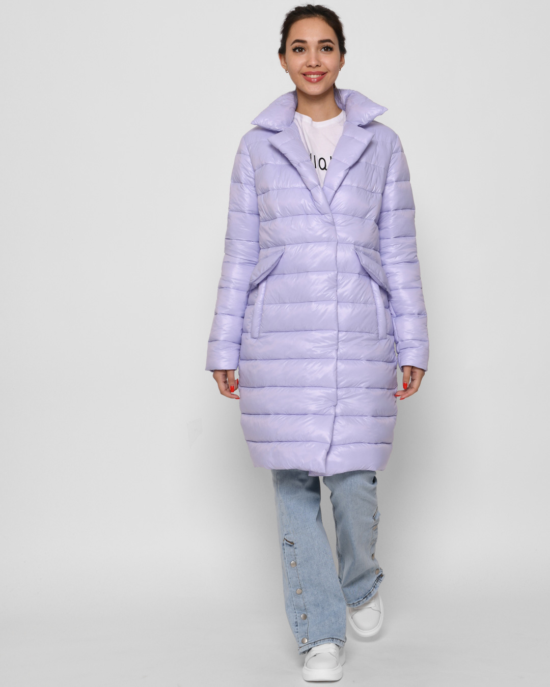 Демісезонна куртка-пальто бузкова | 64282