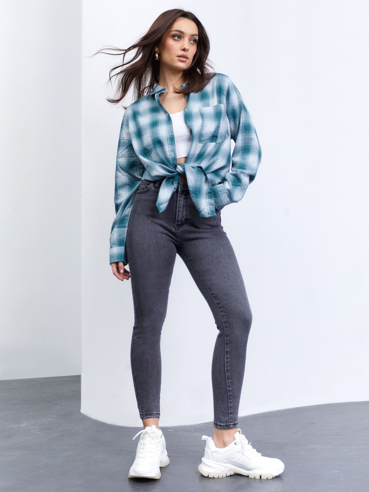 Стильні сірі джинси-скіні | 63942 Стильні сірі джинси-скіні | 63942