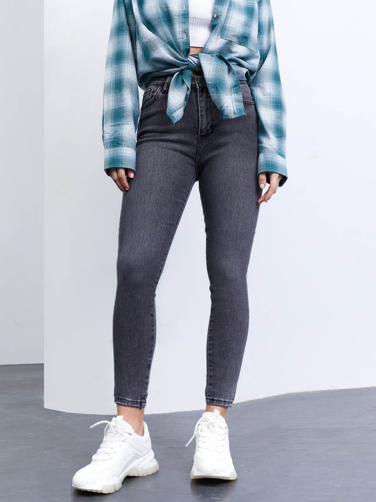 Стильні сірі джинси-скіні | 63942 Стильні сірі джинси-скіні | 63942