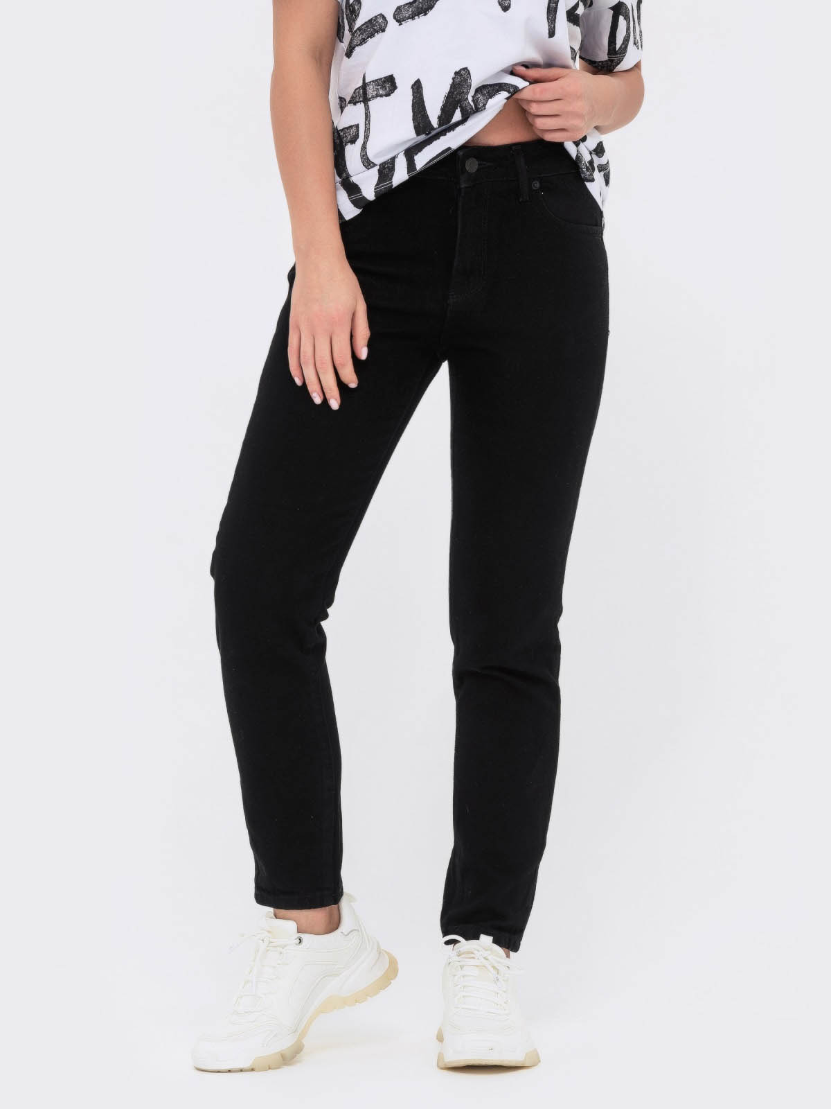 Бавовняні джинси-мом чорні | 64325