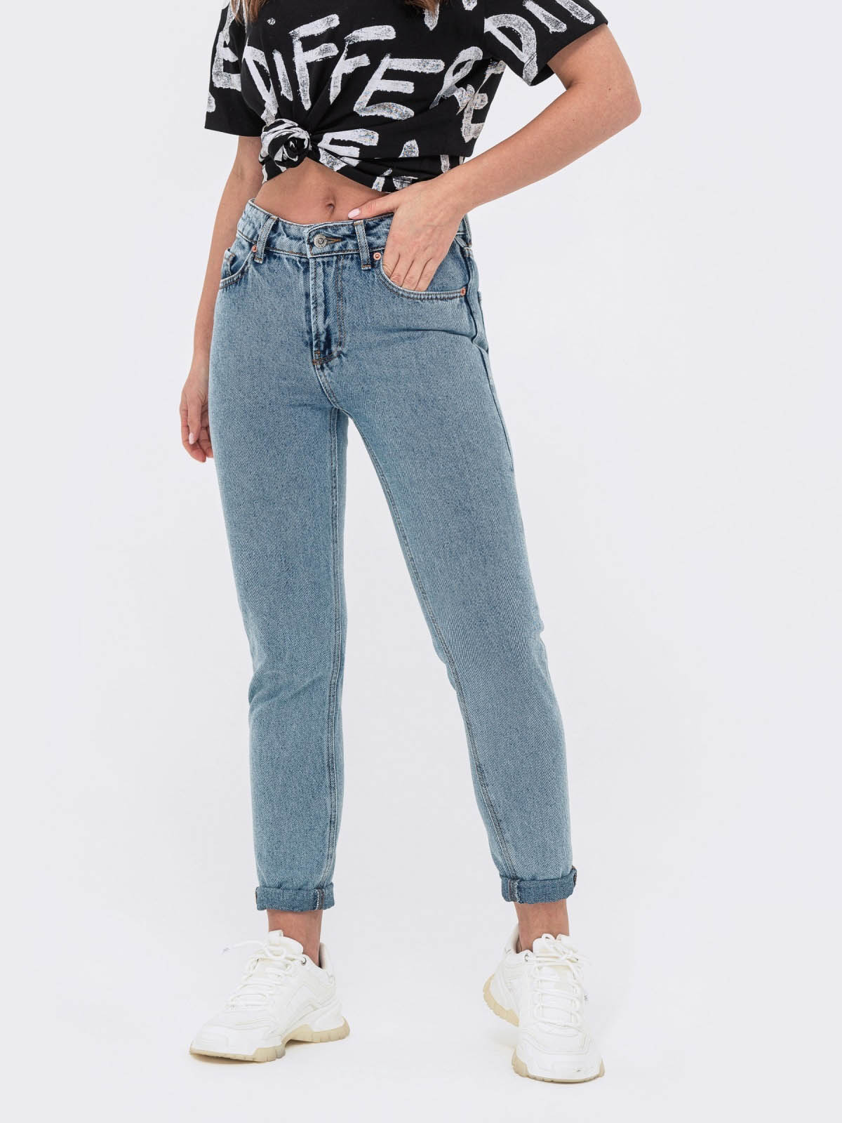 Бавовняні джинси-мом блакитні | 64311 Бавовняні джинси-мом блакитні | 64311