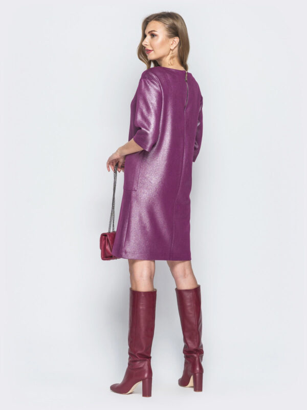 Блискуча лаконічна сукня фіолетова | 64787