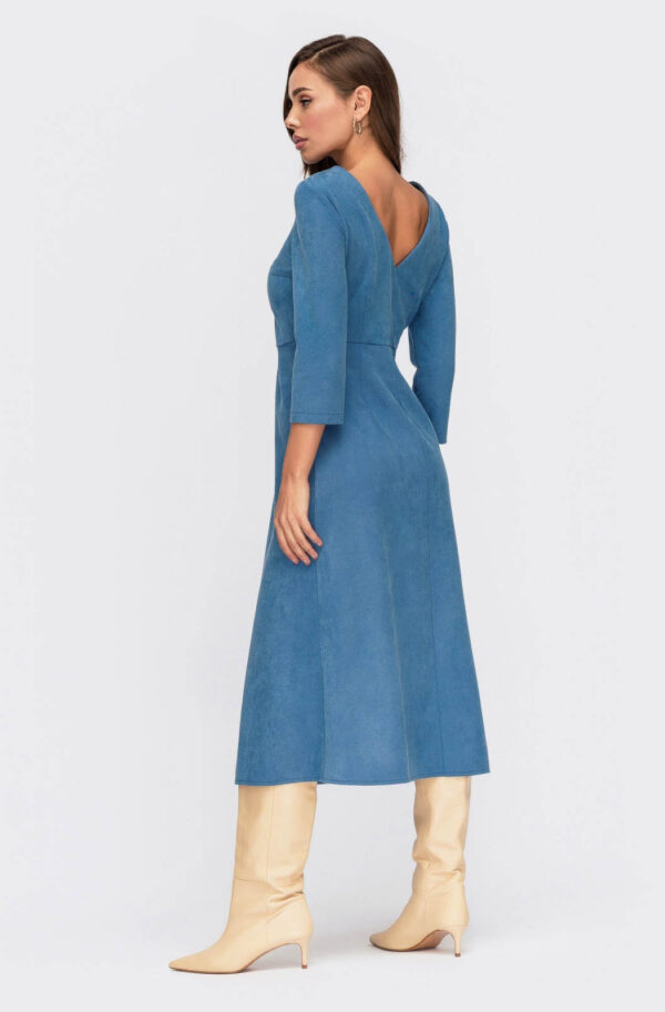 Замшеве плаття блакитне з рукавом ¾ | 64813