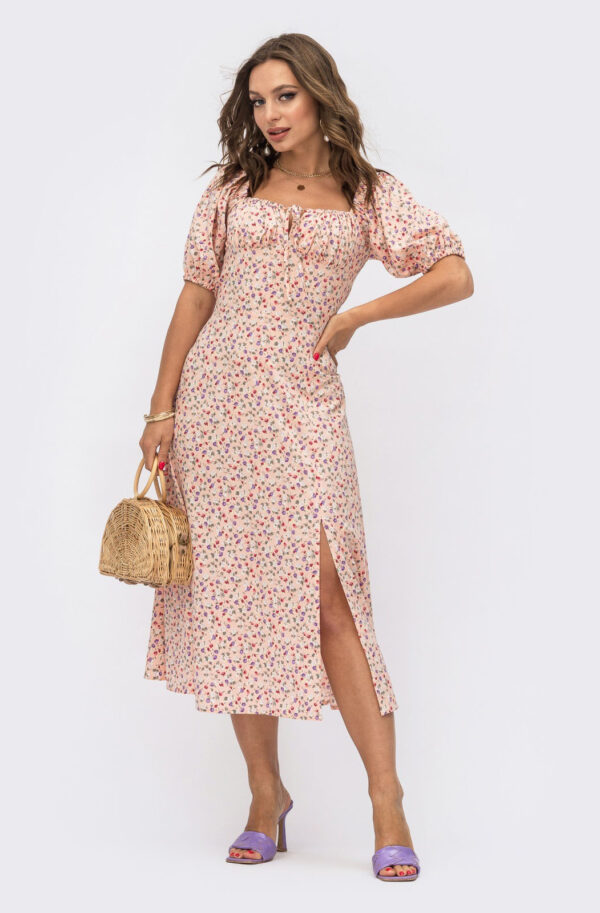 Принтована сукня рожева | 65401