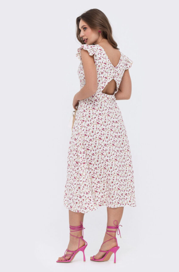 Літня сукня у квітковий принт біла | 65550